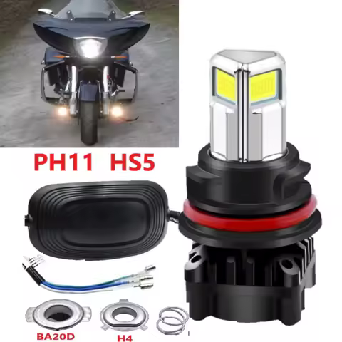 PH11 HS5 BA20D H4 LED Headlight Bulb kit for Motorcycle ATU Suzuki Kawasaki Honda,24 Watts High Low 