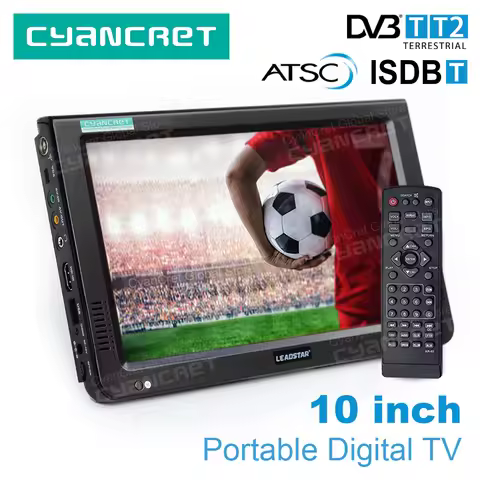 LEADSTAR D10 10inch HD Portable TV DVB-T2 ATSC ISDB-T tdt DTT Digital and Analog Mini Small Car Tele