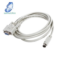 DB9P to 8P Mini Din RS232 Download Cable White 8.2 Ft for PLC -EH