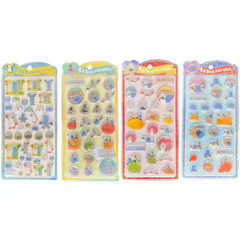 Puppet Sunsun Cute Cartoon Crystal Embossed Stickers Japanese Style Solid 3D Stickers For Phone Case