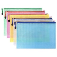 5Pcs Thickened A4/A5/A6 File Bag with Zipper Pvc Transparent Grid Large-capacity Stationery Office S