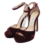 รองเท้าแตะรัดข้อเท้ากำมะหยี่ JIMMY CHOO PATTIE130 สีบอร์โดซ์ ไซส์ 36 ผลิตในอิตาลี สำหรับผู้หญิง พร้อ