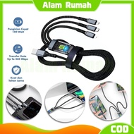 3in1 fast charging data cable/100w fast charging 3 in 1 micro usb lightning typec/ phone cable data 