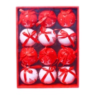 Partyforte 12pc 75mm Printed Christmas Tree Bauble - Red White Reindeer [LOCAL SELLER! FAST DELIVERY