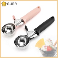SUER Ice Cream Scoop, Black Pink Stainless Steel Ice Cream Spoon,  Ice Ball Maker