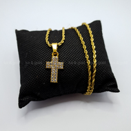 LUX & GOLD FULL CRYSTAL NECKLACE for men and women 18K Bangkok Gold Plated Full Crystal Cross Neckla