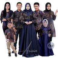 Batik couple keluarga modern terbaru set couple batik keluarga gamis jumbo velvet navy termurah di s