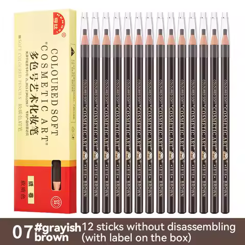 12PCS High Quality Pull Eyebrow Pencil Black Leather Makeup Wild Line Eyebrow Pencil Waterproof Hard