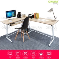 OKURA Modern L Shape Computer Desk Home Office Wooden Study Table Writting Desk Pejabat Meja Belajar