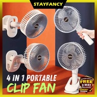 S.F Portable Kipas Mini Sejuk 4in1 Rechargeable Handheld Clip Fan With Adjustable Hanging Stand Fan