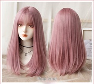 Tse tóc giả màu hồng tóc dài nữ dài mùa hè tóc thẳng Lolita Anime Cos Tóc Giả Tự Nhiên kín đầu Bìa P