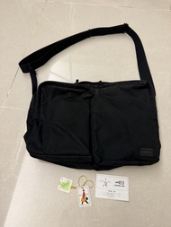 PORTER 吉田包 Luggage Label 日本製 黑色斜背包 多口袋 肩背側背包 日本製 防水 Teflon 機能包 經典款 良好狀態 原裝吊牌