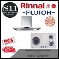 Rinnai RH-C91A-SSVR Electronic touch control  Chimney Hood + Fujioh FH-GS5030 SVSS Stainless Steel Gas Hob With 3 Different Burner Size BUNDLE DEAL - FREE DELIVERY