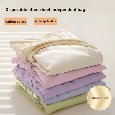 Non-woven Disposable Fitted Sheet Non Slip with Elastic Bands Disposable Bed Sheet Single Bed Double