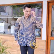 jalak navy baju batik pria lengan panjang lapis furing premium quality batik pria terbaru 2023 batik