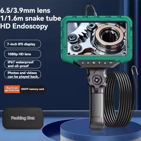 7 Inch HD1080P IPS Steering Endoscope Single/Dual Lens 3.9/6.2mm 2 Way 360° for Engine Sewer Inspect