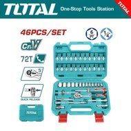 TOTAL 46 Pcs 1/4" socket set THT141462