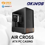 OKINOS AIR CROSS ATX MID TOWER PC CASING | Walnut Wood | 5x Fans Included | BTF | GREX MULTIMEDIA