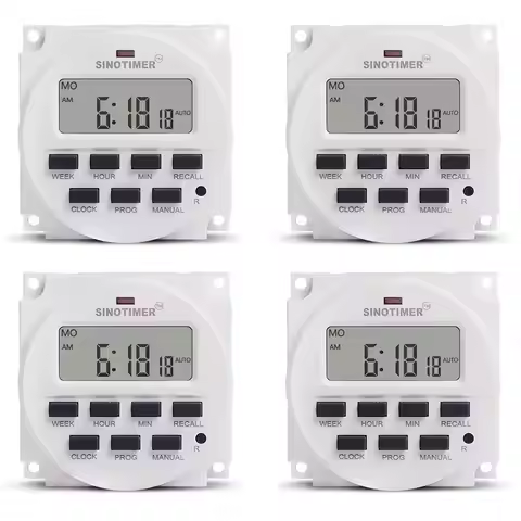 4X SINOTIMER Tm618n-2 Lcd 1.6 Inch Digital 220V Ac 7 Days Programmable Timer Switch With Relay Insid