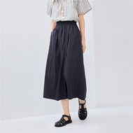 Giordano Casual Wide Leg Pants Womens Simple Style Elastic Waist Skirt Pants Comfortable Leisure Tro