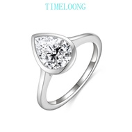 2CT Pear Cut Real Moissanite Diamonds 925 Silver Ring For Women Jewelry