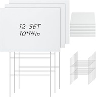 Jetec 24 Pcs Blank Yard Signs with H Stakes 14 x 10 Inch Corrugated Plastic Lawn DIY Double Sided Ou