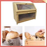 [Lovoski2] Bamboo Bread Box Bread Bin Cans Bread Holder Kitchen Canisters Bread Storage Container for Shop Flour Food Tea