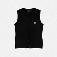 maison KEEPS | Ruka Knitted Top | เสื้อไหมพรมแขนกุดซิปหน้าปักโลโก้