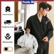 KEMEJA Korean style shirt for men, long-sleeved embroidered shirt for men, V-Neck shirt for men, M-3