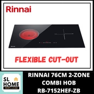 RINNAI BUILT IN ELECTRIC HOB 76CM 2-ZONE COMBI HOB RB-7152HEF-ZB WITH FLEXIBLE CUT OUT
