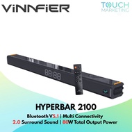 Vinnfier VF HYPERBAR 2100 All-in-One Soundbar with Clock Display MAX 80W Bluetooth, USB Drive, HDMI 