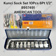 AMERICAN TOOL 8957491 Socket Wrench Set 10 Pcs 8-24mm Socket Shock Box Iron