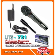 mikrofon wireless uts 781 microphone bisa wireless dan kabel