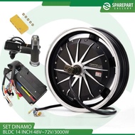 PAKET HUB DINAMO BLDC MOTOR LISTRIK 48-72V 3000W RING 14" (14INCH) - YOOBISO