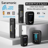 Saramonic Blink500 ProX Q Series 2.4Ghz Wireless Lavalier Microphone System With Transmitter &amp; Receiver for iPhone, iPad, Android, Laptop, DSLR Cameras, Camcorders, 230ft Range, Lapel Mic for Recording, Teaching，Vlog, Live Stream, YouTube