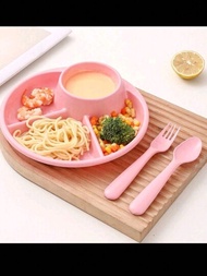 1入組圓形塑料早餐盤，分隔設計，微波加熱可用，適合女性和學生控制飲食和減肥的水果蔬菜盤