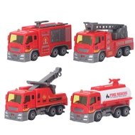 [echosns Store] 4Pcs 1: 32 Fire Truck Toy Set High Simulation Pull Back Car Toy Educational Truck Model Children Gift