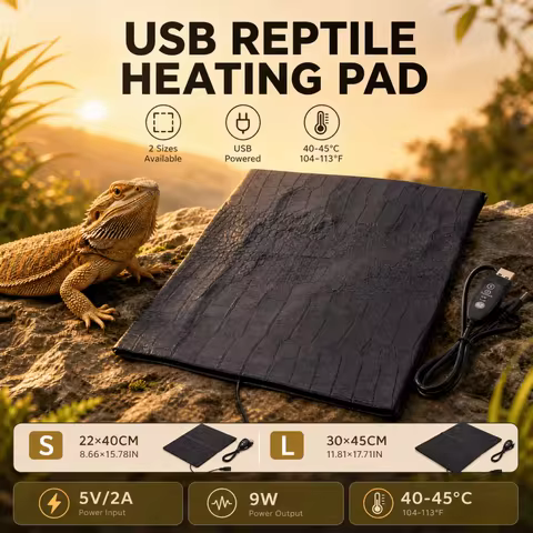 Anti Scratch USB Reptile Heat Mat Leather Heating Pad 22x40cm 30x45cm Under Tank Heater for Terrariu