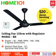 KDK Ceiling Fan 120cm w/ Regulator M48SG - BK