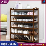 [in stock]Shoe Rack Simple Multi-Layer Household Dust-Proof Shoe Rack Shoe Cabinet Bamboo Head Door Assembly Storage Rack QWDT