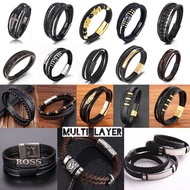 Men's Leather Bracelet Wanita Punk Rock Grunge Style many multi layers