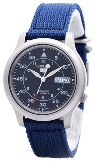 [Powermatic] Seiko 5 Military SNK807K2 Automatic See-thru Back Blue Nylon Strap Watch