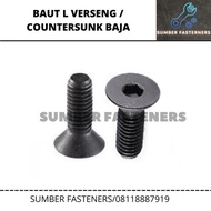 Baut L Countersunk Verseng M20x80mm/ M20x80/20x80 Baja Hitam Grade10.9