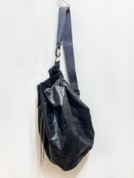 JEAN PAUL GAULTIER 黑色皮革單肩包