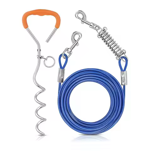 Dog leash and stake 10 feet - Outdoor dog yard dog leash ground stake, weighing no more than 20 poun