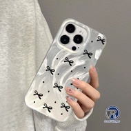 Ss968 Softcase Clarity Feather Case Black Bow Hardcase Casing Hp compatible For Oppo A5 PRO A3X A98 