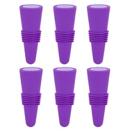 6 Pcs Wine Bottle Sealed Stopper Reusable Silicone Wine Saver Stainless Steel Bottom Champagne Sealer for Club Home Bar (Purple)