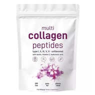 Multi Collagen Peptides Powder - Hydrolyzed Protein Peptides with biotin vitamin C hyaluronic acid