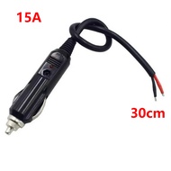 30cm 15A Male Car Cigarette Lighter Plug with Extension Charging Cord Cable 12V 24V Power Adapter