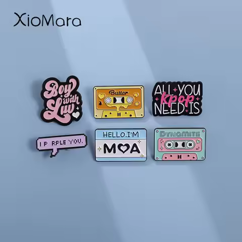 Retro Tape Lyrics Enamel Pins ALL YOU Kpop Need Is Metal Brooches Fashion Lapel Badge Backpack Cloth